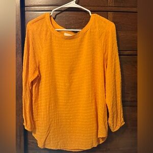 LOFT Vibrant Orange Textured Blouse